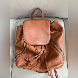 Rebecca Minkoff Brown Leather backpack with gold zippers